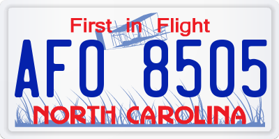 NC license plate AFO8505