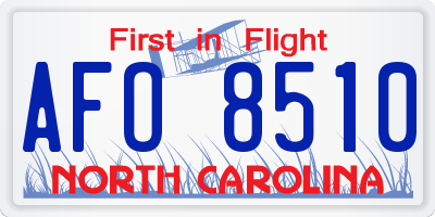 NC license plate AFO8510