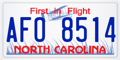 NC license plate AFO8514