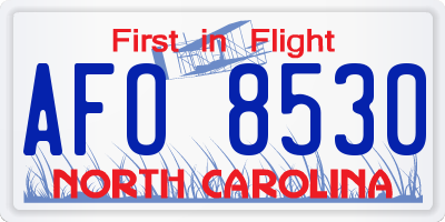 NC license plate AFO8530