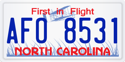 NC license plate AFO8531