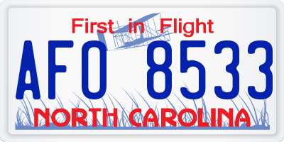 NC license plate AFO8533