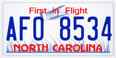 NC license plate AFO8534