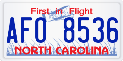 NC license plate AFO8536