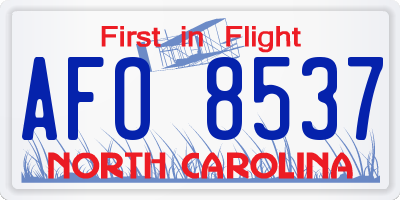NC license plate AFO8537