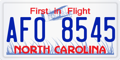 NC license plate AFO8545
