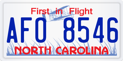 NC license plate AFO8546