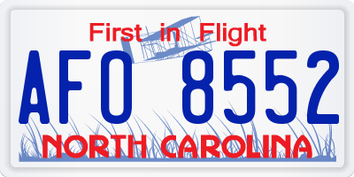 NC license plate AFO8552