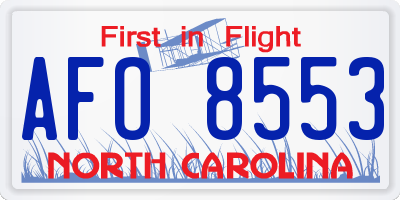 NC license plate AFO8553