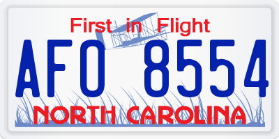 NC license plate AFO8554