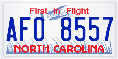NC license plate AFO8557