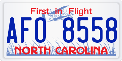 NC license plate AFO8558