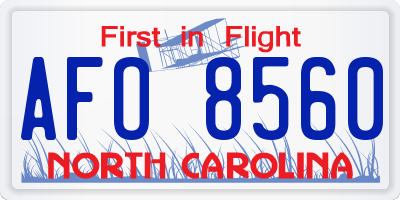 NC license plate AFO8560