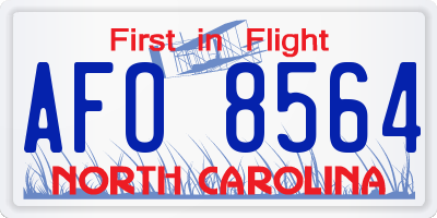 NC license plate AFO8564