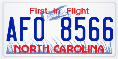 NC license plate AFO8566