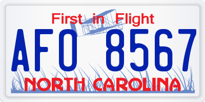 NC license plate AFO8567