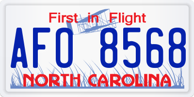 NC license plate AFO8568