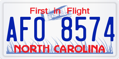 NC license plate AFO8574