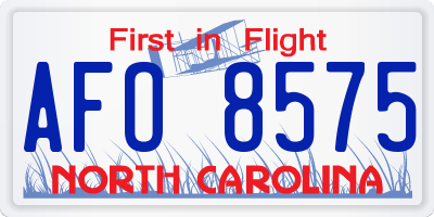 NC license plate AFO8575