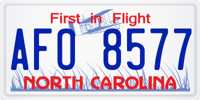 NC license plate AFO8577