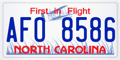 NC license plate AFO8586