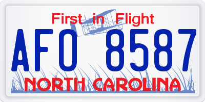 NC license plate AFO8587