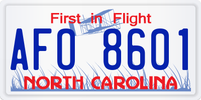 NC license plate AFO8601
