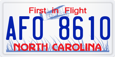 NC license plate AFO8610