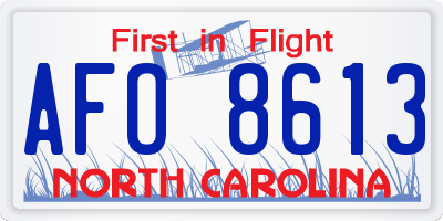 NC license plate AFO8613