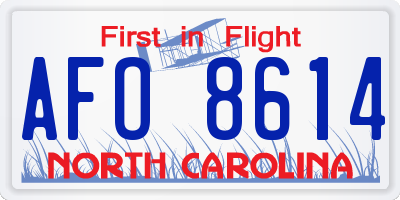 NC license plate AFO8614