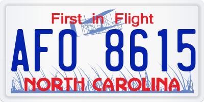 NC license plate AFO8615