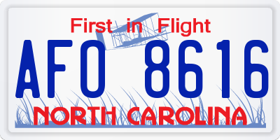 NC license plate AFO8616