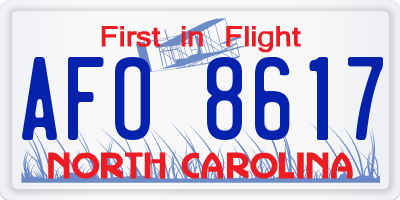 NC license plate AFO8617