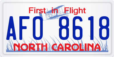 NC license plate AFO8618