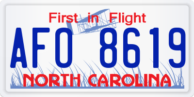 NC license plate AFO8619