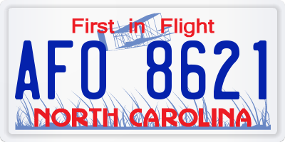 NC license plate AFO8621