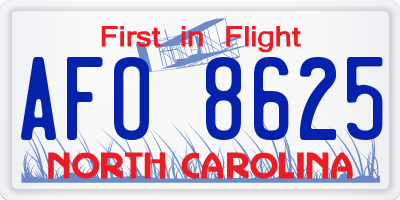 NC license plate AFO8625