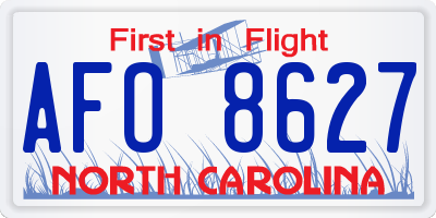 NC license plate AFO8627