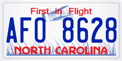 NC license plate AFO8628