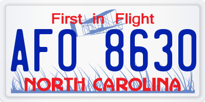 NC license plate AFO8630