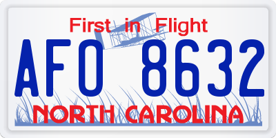 NC license plate AFO8632
