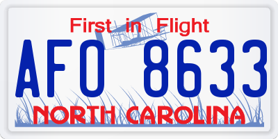 NC license plate AFO8633