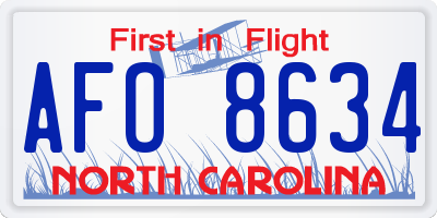 NC license plate AFO8634