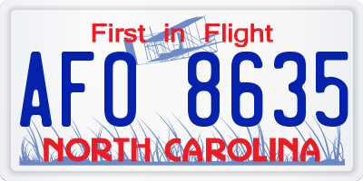 NC license plate AFO8635