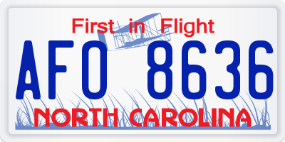 NC license plate AFO8636