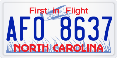 NC license plate AFO8637