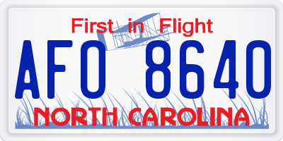 NC license plate AFO8640