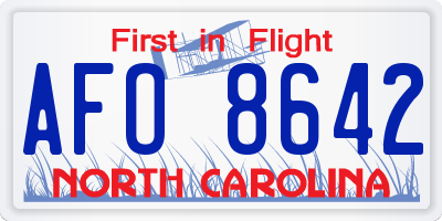NC license plate AFO8642