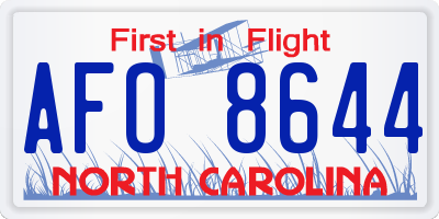 NC license plate AFO8644