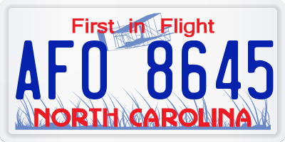 NC license plate AFO8645